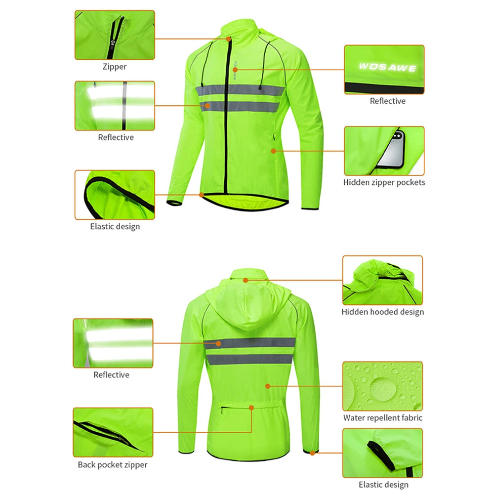WOSAWE Men’s Packable Reflective Windproof Cycling Jacket